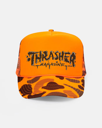 Thrasher - Wet Paint Trucker Hat - Orange Camo
