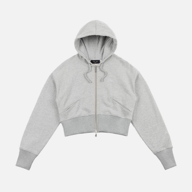 Dime - Cropped Zip Hoodie - Heather Grey