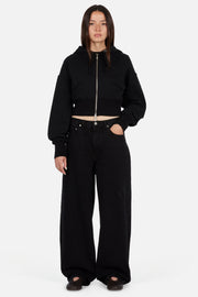 Dime - Cropped Zip Hoodie - Black