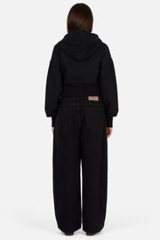 Dime - Cropped Zip Hoodie - Black