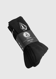 Volcom - 3-Pack Cottonblend Crew Socks - Black