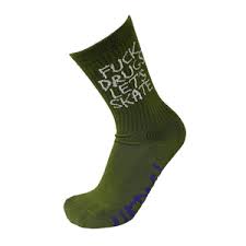Heroin - Fuck Drugs Socks - Olive