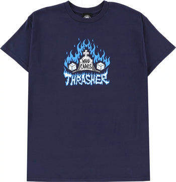 Thrasher - Who Cares By Neckface T-Shirt - Navy