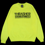 Thrasher - Destruction Crewneck Sweater - Safety Green