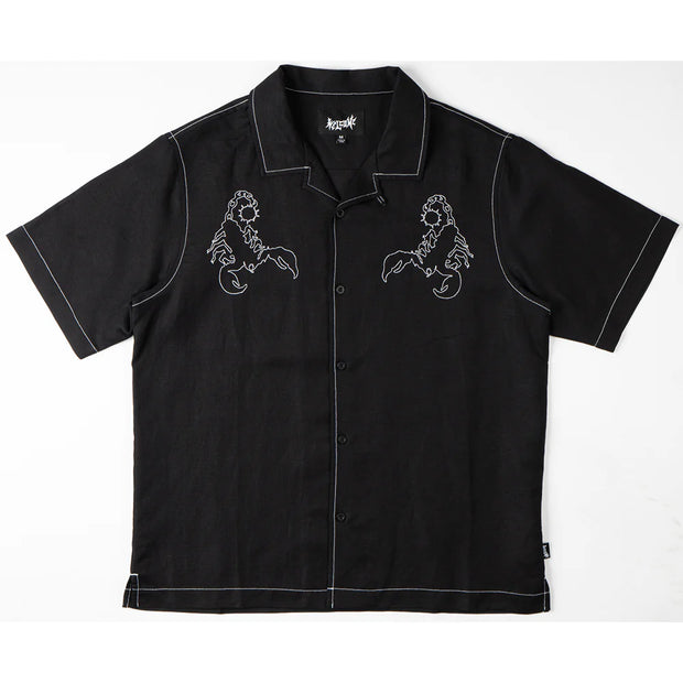 Welcome - Scorp Linen Pick-Stitch Button Up Shirt - Slate