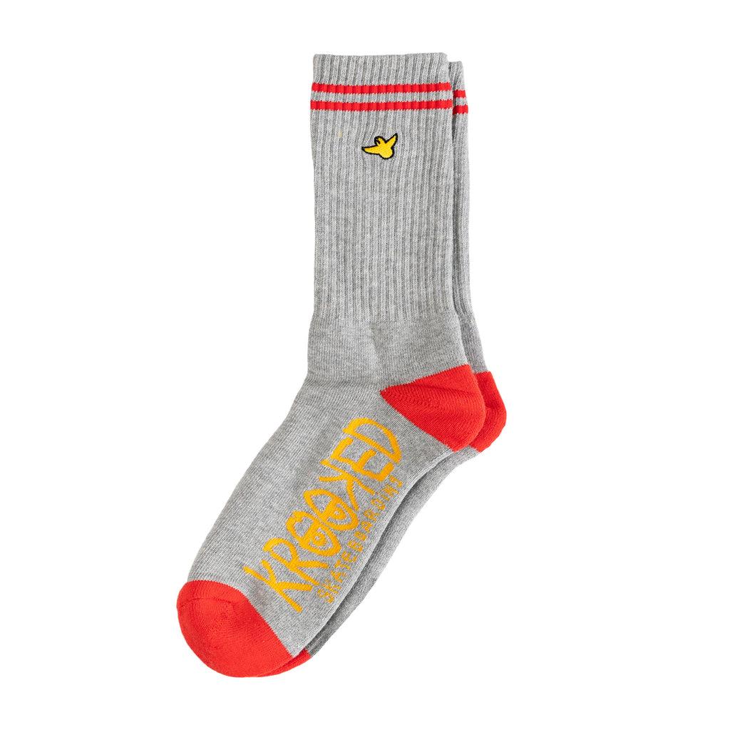 Krooked Eyes Crew Socks - Brick/Red/Yellow