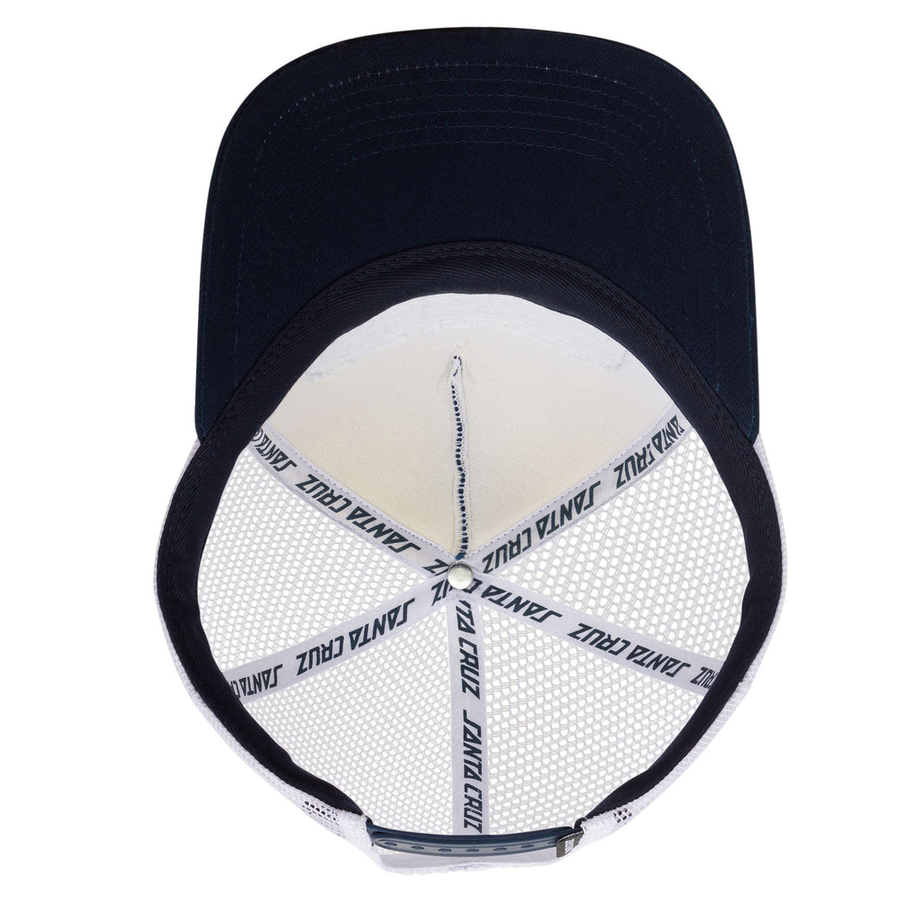 Santa Cruz - Box Stripe Mesh Trucker Snap Mid Profile Hat Navy/White