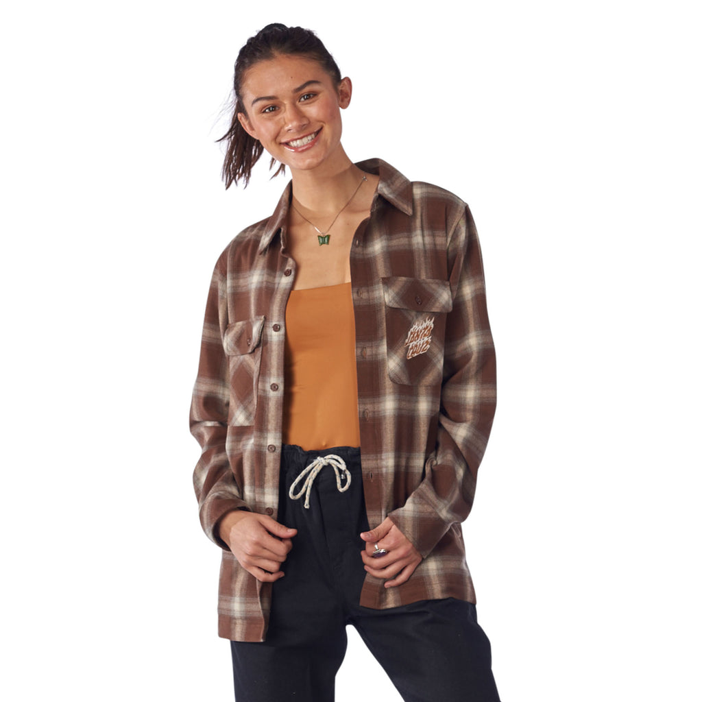 Santa Cruz Flame L S Flannel Boyfriend Top Women s Board Of